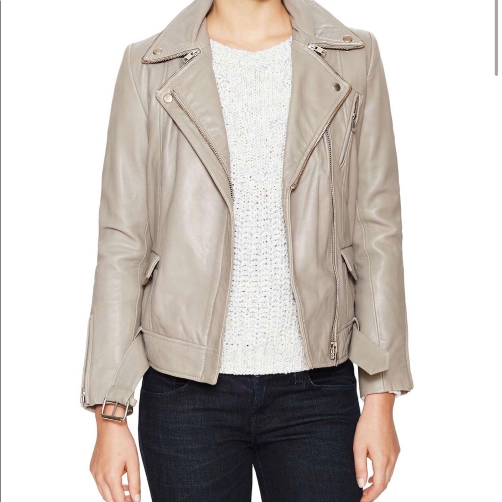 Maje Leather Zipper Lapel Jacket - size 40